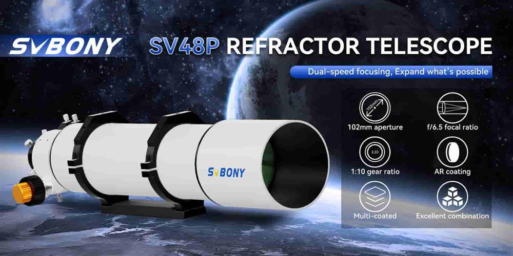 SV48P 102mm Achromatic Telescope Refractor with 2.5" RAP Dual-Speed Focusing & Dovetail Mounting Plate for Astronomical Observation
