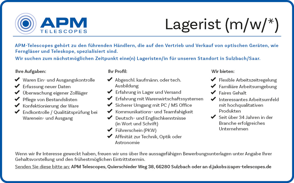 Stellenanzeige Lagerist